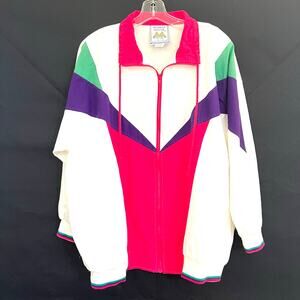 Vintage 90s Y2K multi color block women’s Jacket windbreaker by Connie Mazzella